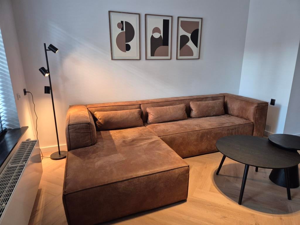 WOOOD Bean hoekbank (links) cognac, Ophalen, Gebruikt, Leer