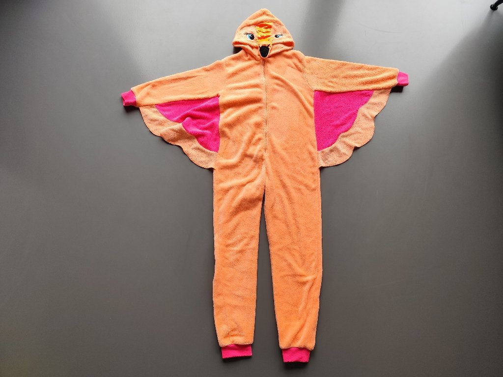 Onesie flamingo met vleugels - maat 146/152, Nacht- of Onderkleding, Gebruikt, Jongen of Meisje, Ophalen of Verzenden