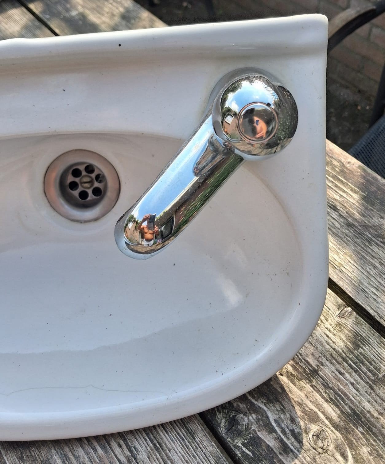 Kleine wastafel met kraan en toebehoren, Doe-het-zelf en Verbouw, Sanitair, Ophalen, Gebruikt, Chroom, Wastafel