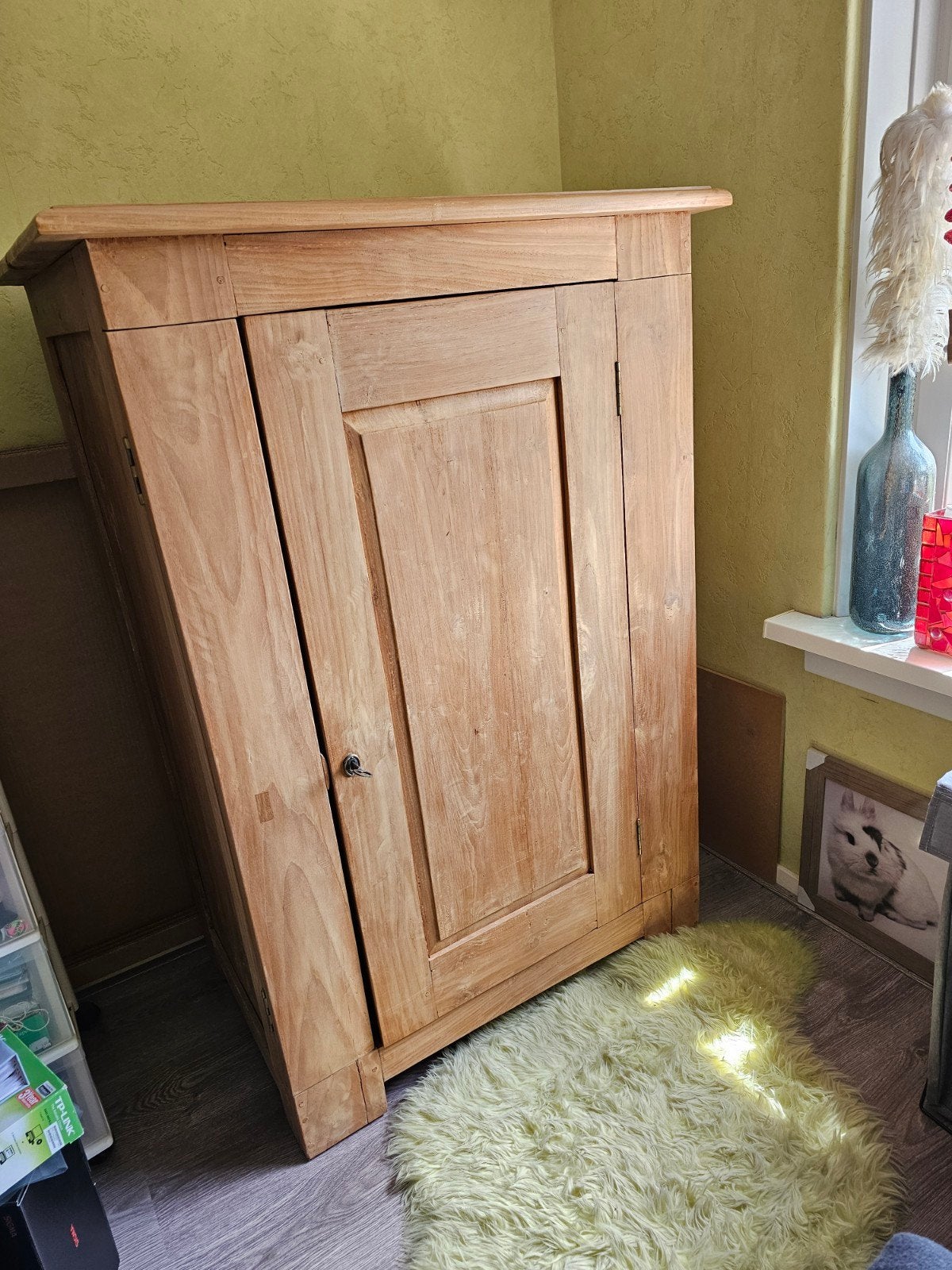 Teak houten (computer) kast (onbehanded)ideaal voor opbergen, Ophalen, Gebruikt
