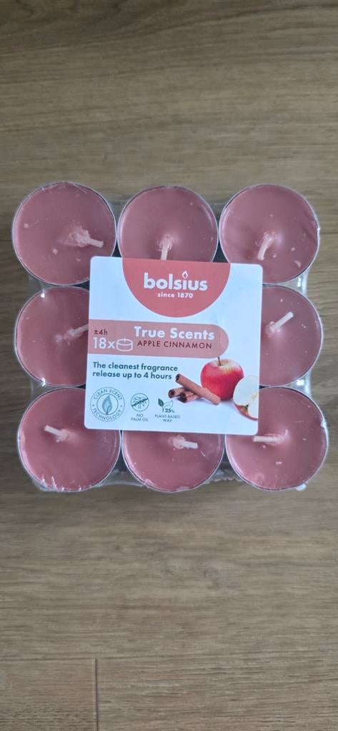 Bolsius True Scents Appel Kaneel Geurkaarsjes - 18 stuks, Ophalen of Verzenden, Nieuw, Overige materialen, Kaars