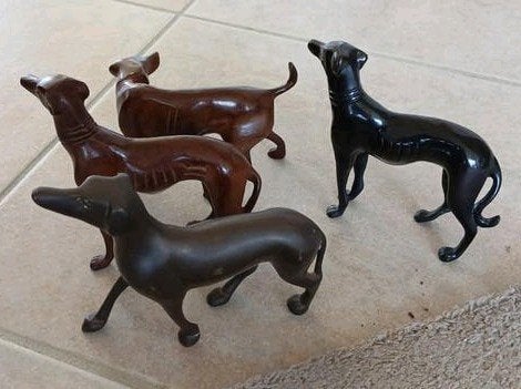 4x bronzen Art Deco windhond 15cm setprijs, Ophalen of Verzenden, Brons