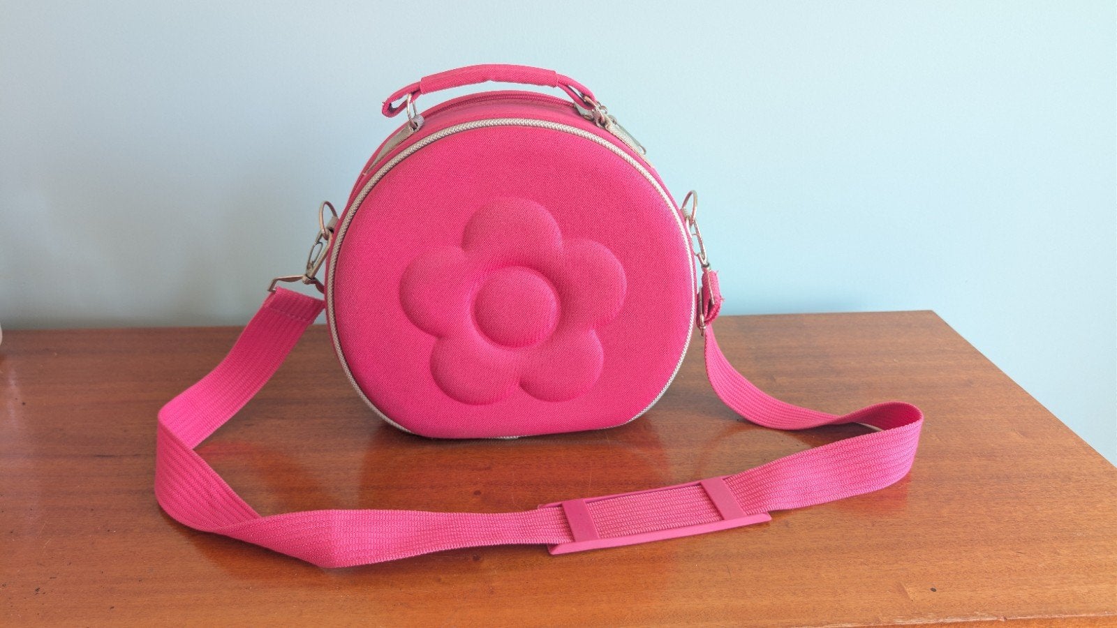 Vintage Mary Quant make-up toilet tas. Roze met Madelief rel, Ophalen of Verzenden, Zo goed als nieuw, Roze, Hardcase