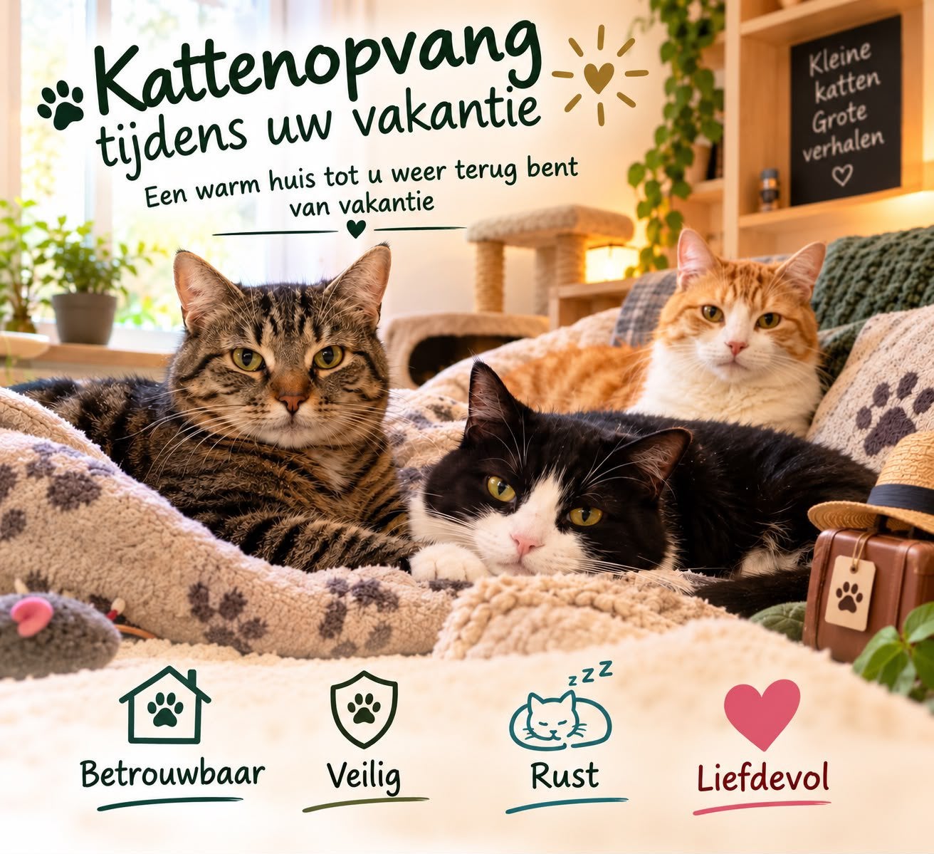 Kattenopvang/ kattenoppas, Eén persoon
