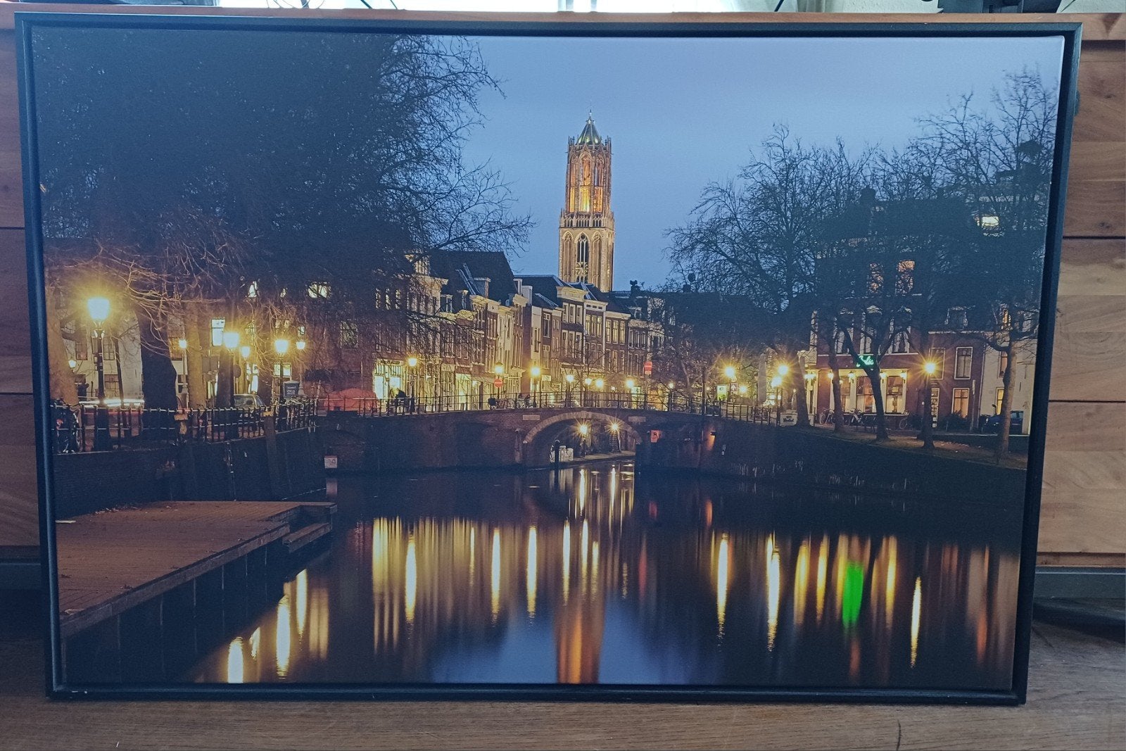 Canvas Utrecht: Bemuurde Weerd met Domtoren en verlichting, Ophalen, Gebruikt, Print, 100 tot 125 cm