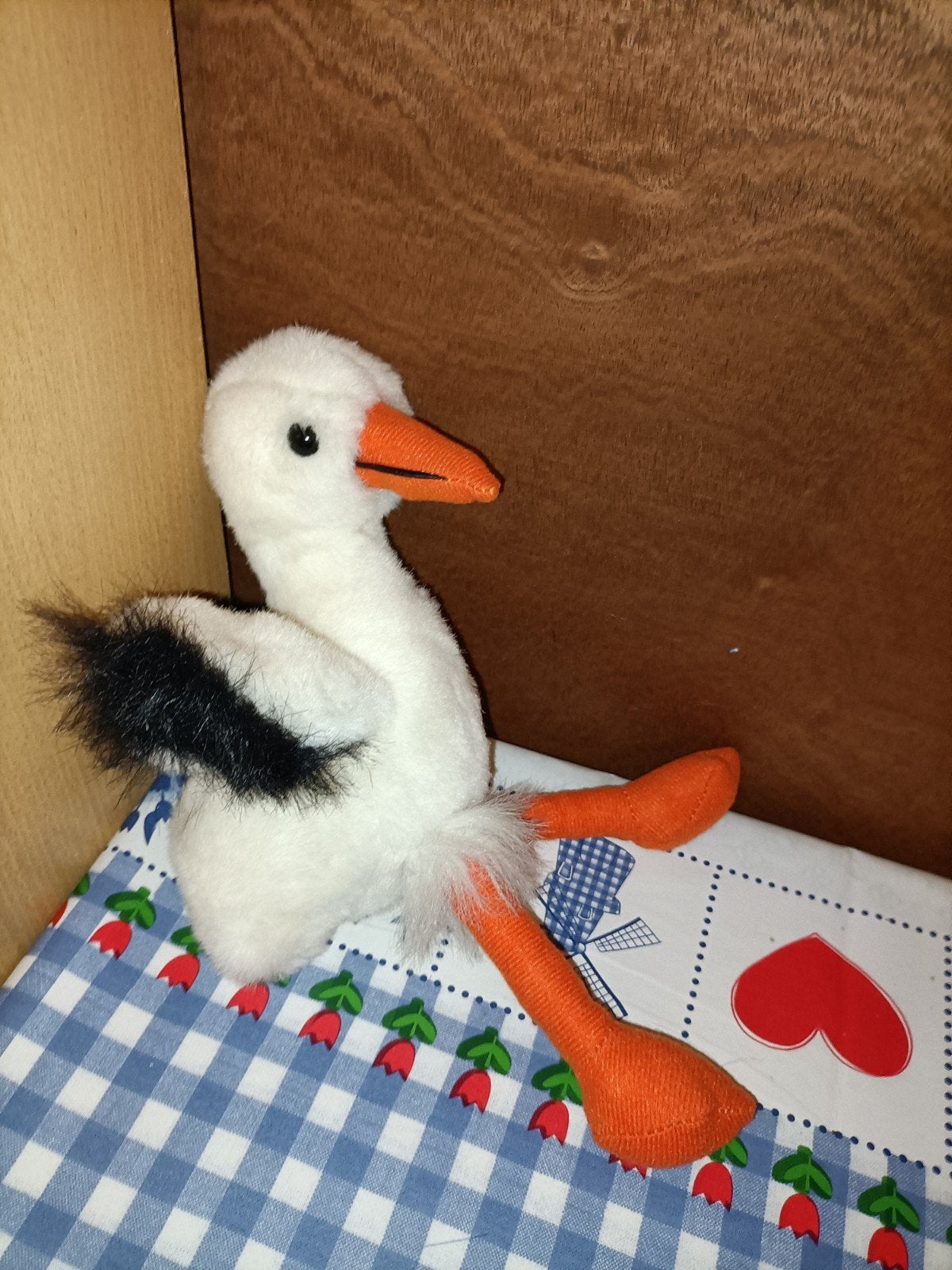 Ooievaar knuffel 28 cm groot langgerekt gemeten, Ophalen of Verzenden, Zo goed als nieuw, Overige typen