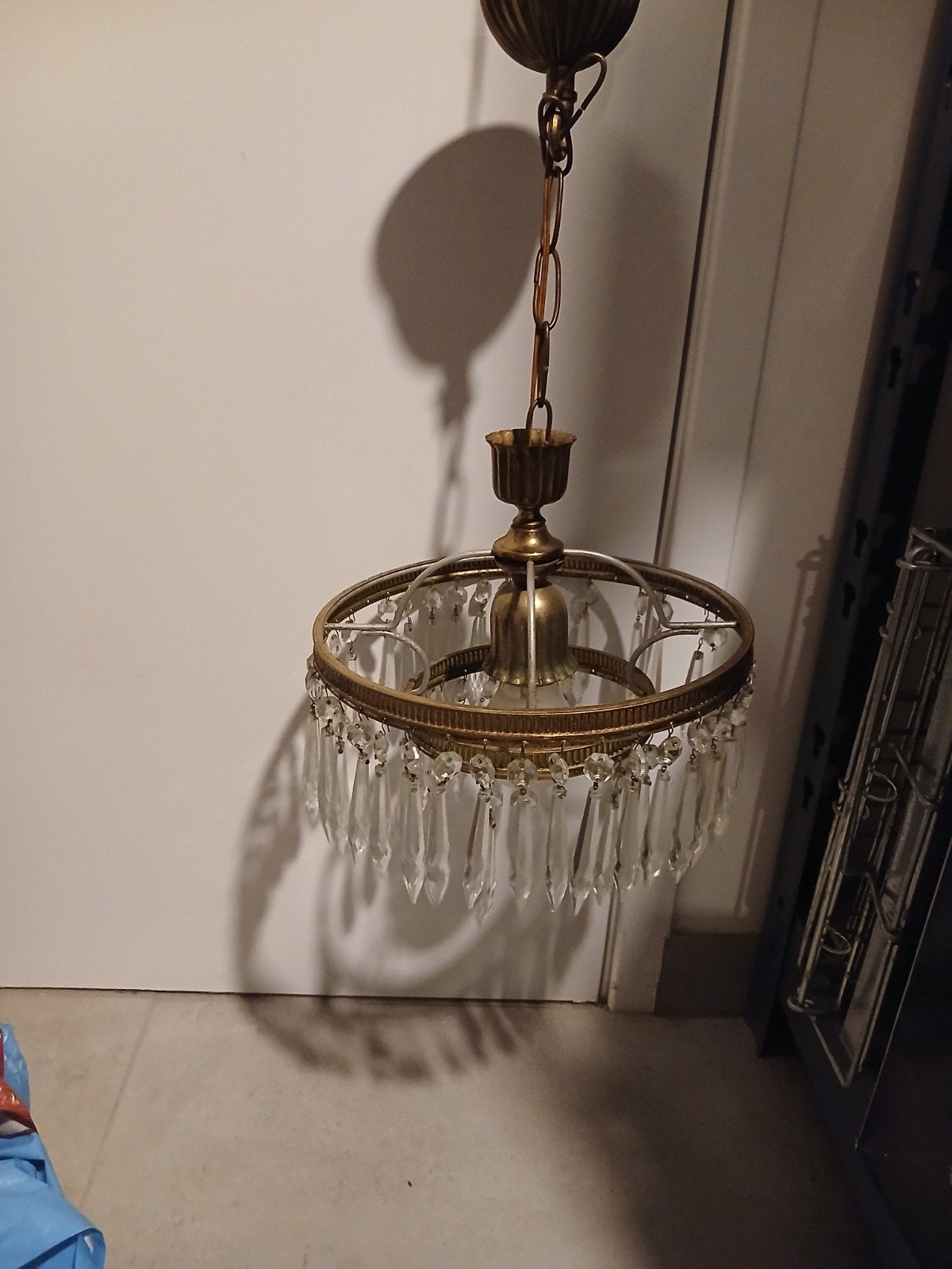 Fraai klein model Empire kroonluchter met kristallen pegels., Ophalen of Verzenden