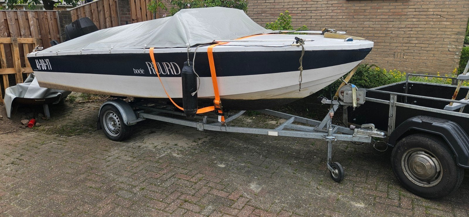 Speedboot 70pk 2 tact  MET TRAILER, Watersport en Boten, Motorboten en Motorjachten, Gebruikt, Polyester, Benzine, Buitenboordmotor