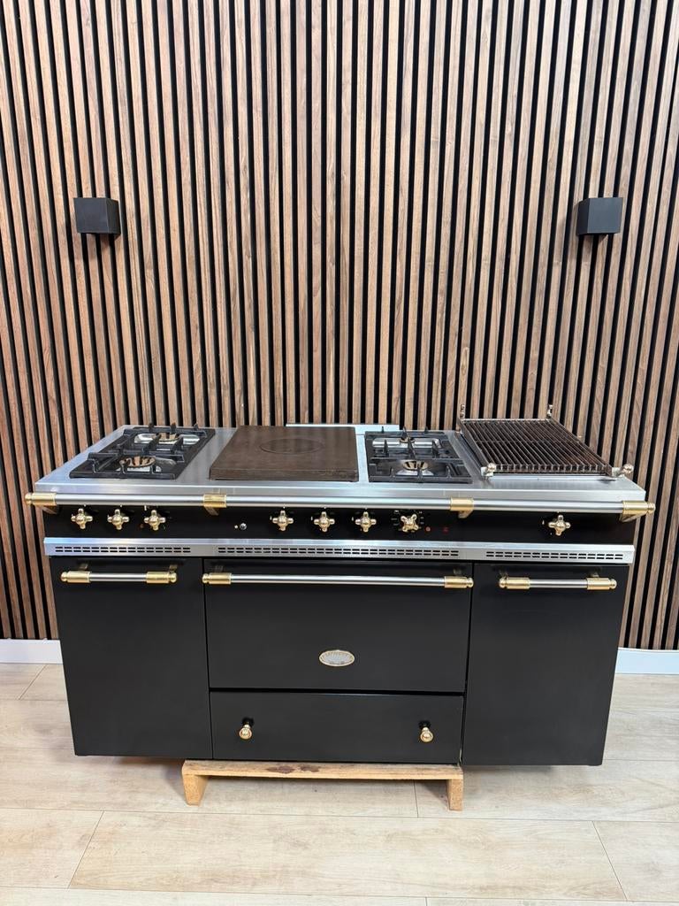 Prachtige zwarte Lacanche Fornuis 150 cm  (Gratis bezorgen), 5258sh, Gebruikt, Grill, Ophalen of Verzenden
