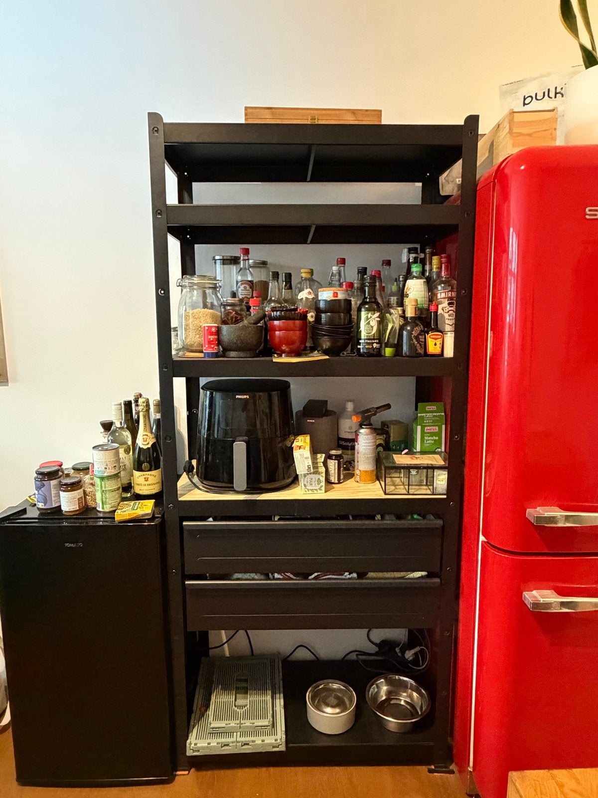 IKEA BROR Opbergrek/Stellingkast met lades/planken, zwart, Ophalen, Zo goed als nieuw