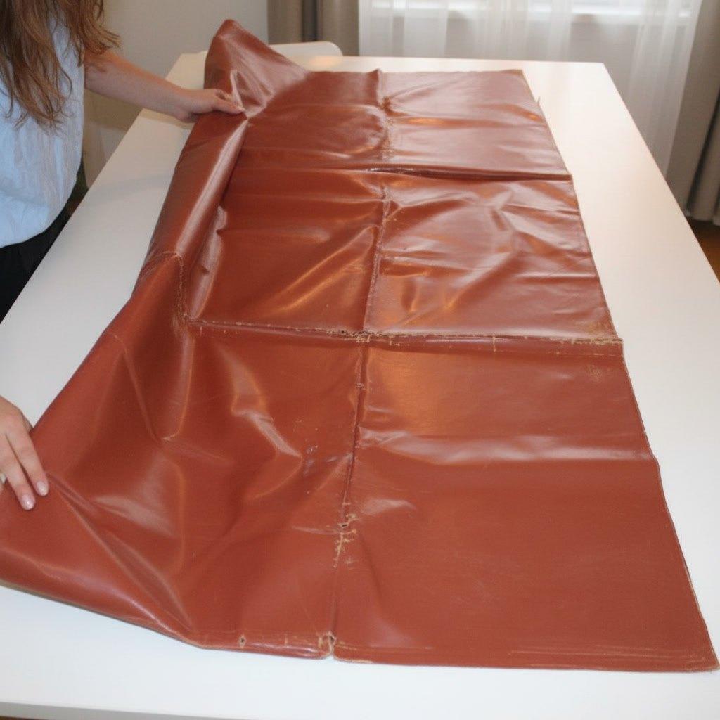 Gezocht: retro rubber zeil roodbruin, Verzamelen, Ophalen of Verzenden, Huis en Inrichting