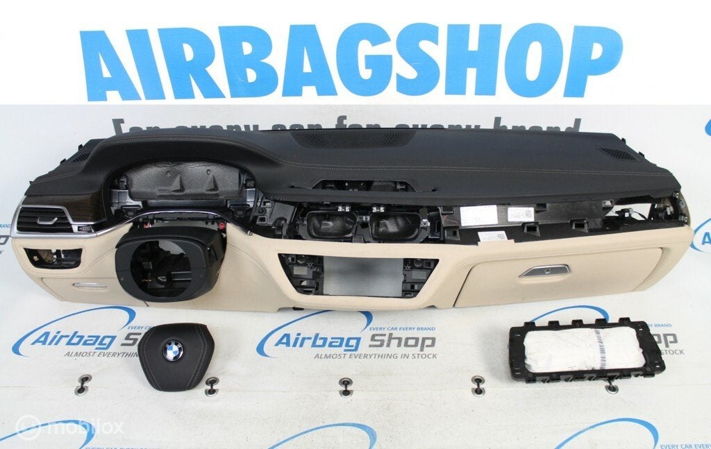Airbag set - Dashboard leer beige stiksel HUD BMW 7 G11 G12, Gebruikt, Ophalen of Verzenden