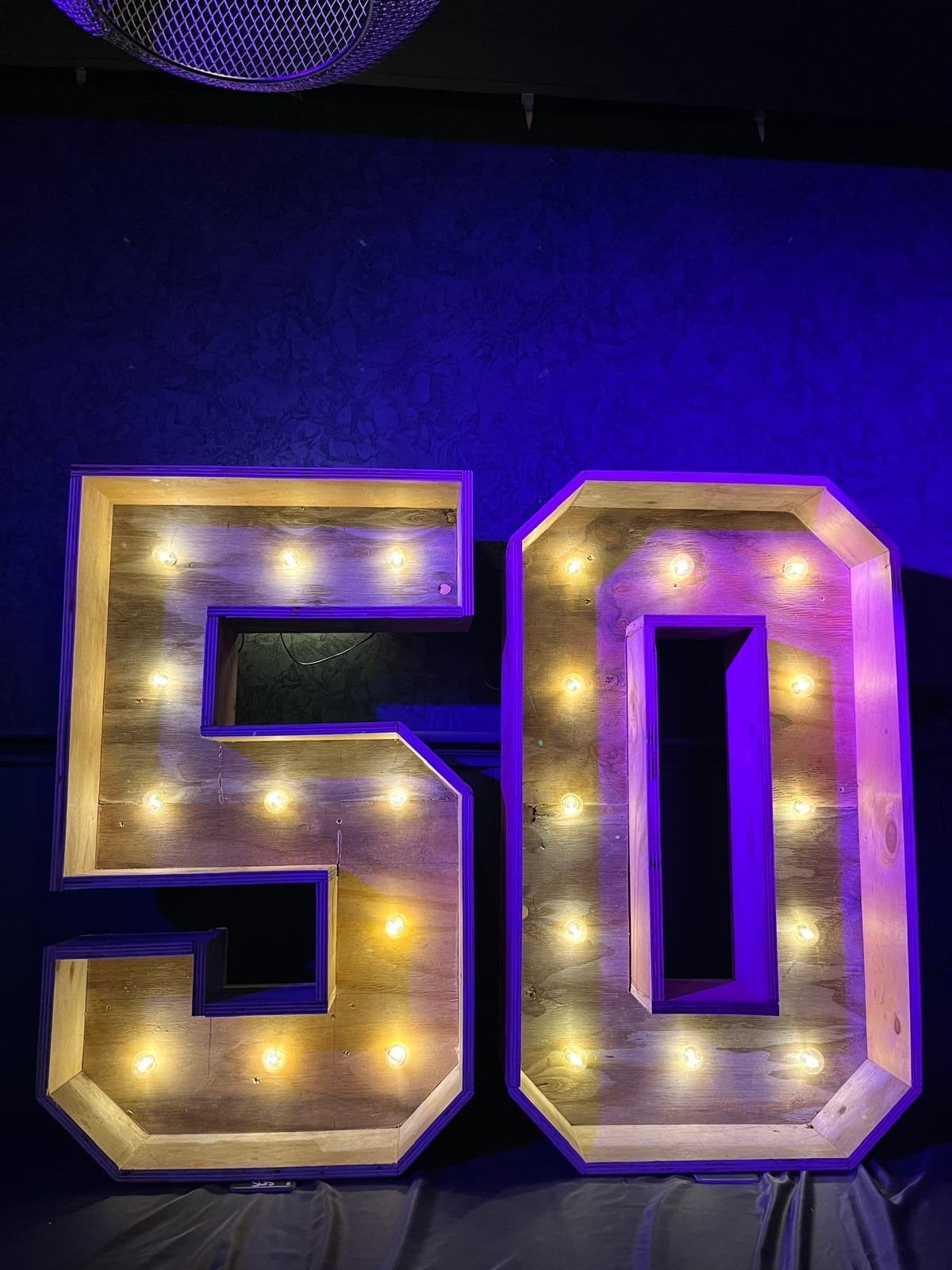 Grote verlichte cijfers '50' voor feest (te koop), Ophalen, Gebruikt, Versiering, Verjaardag