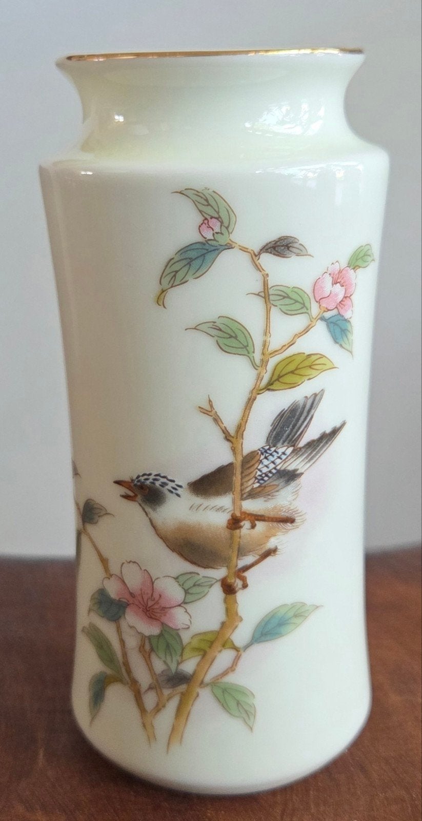 Japans porseleinen vaasje met vogel en bloesem decor, Ophalen of Verzenden