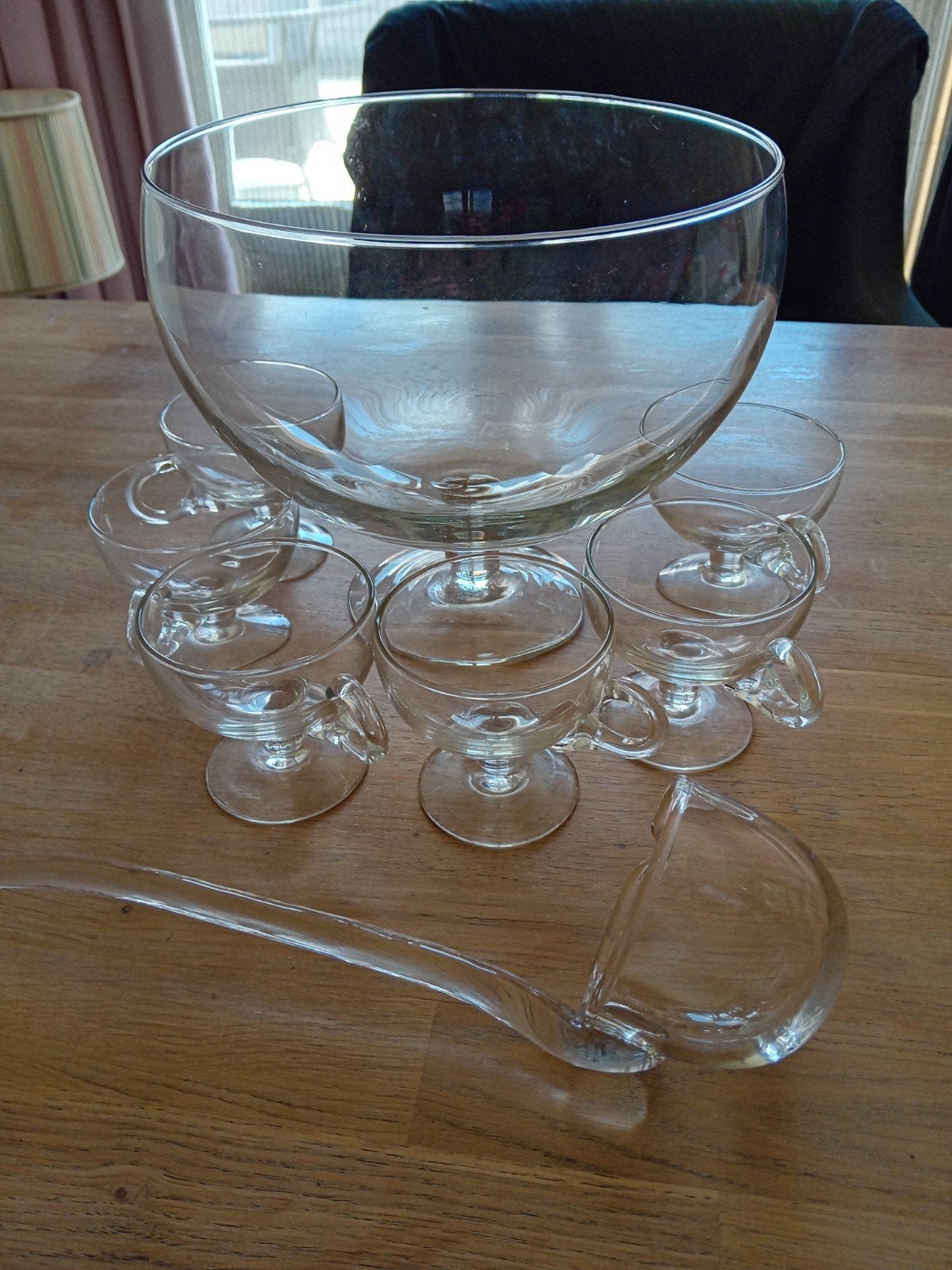 Glazen Punch Bowl Set met 6 Kopjes en Pollepel, Huis en Inrichting, Ophalen of Verzenden