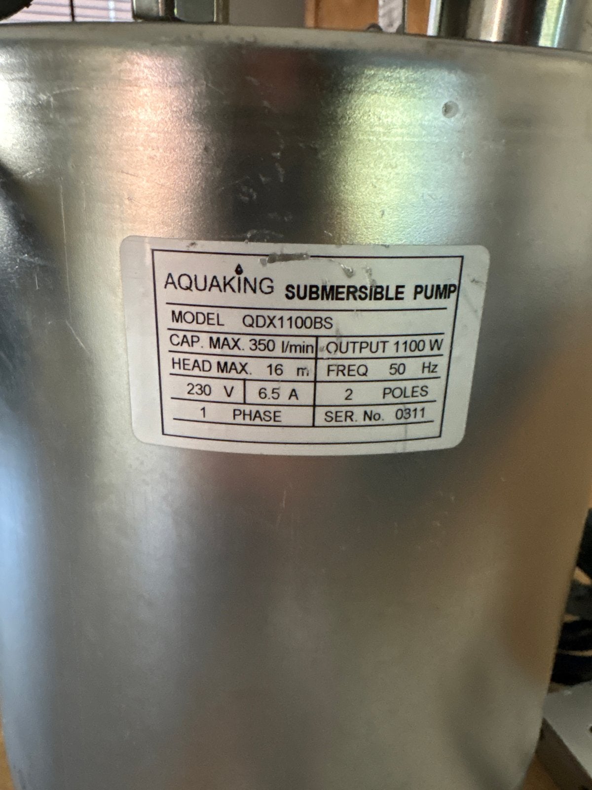 Aquaking QDX1100BS Dompelpomp - 1100W, 16m opvoerhoogte, Ophalen of Verzenden, Gebruikt, Elektrisch, Dompelpomp