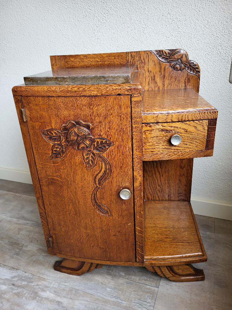 Art Deco nachtkastje zwart marmer, Antiek en Kunst, Ophalen