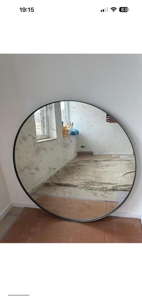 Design ronde spiegel 110cm, Ophalen, 100 tot 150 cm, Rond, Nieuw