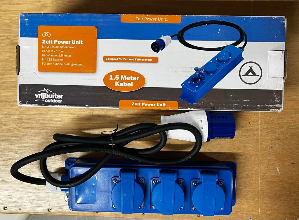 Vrijbuiter Outdoor Tent Power Unit - 3 Schuko, CEE stekker, Ophalen of Verzenden, Zo goed als nieuw