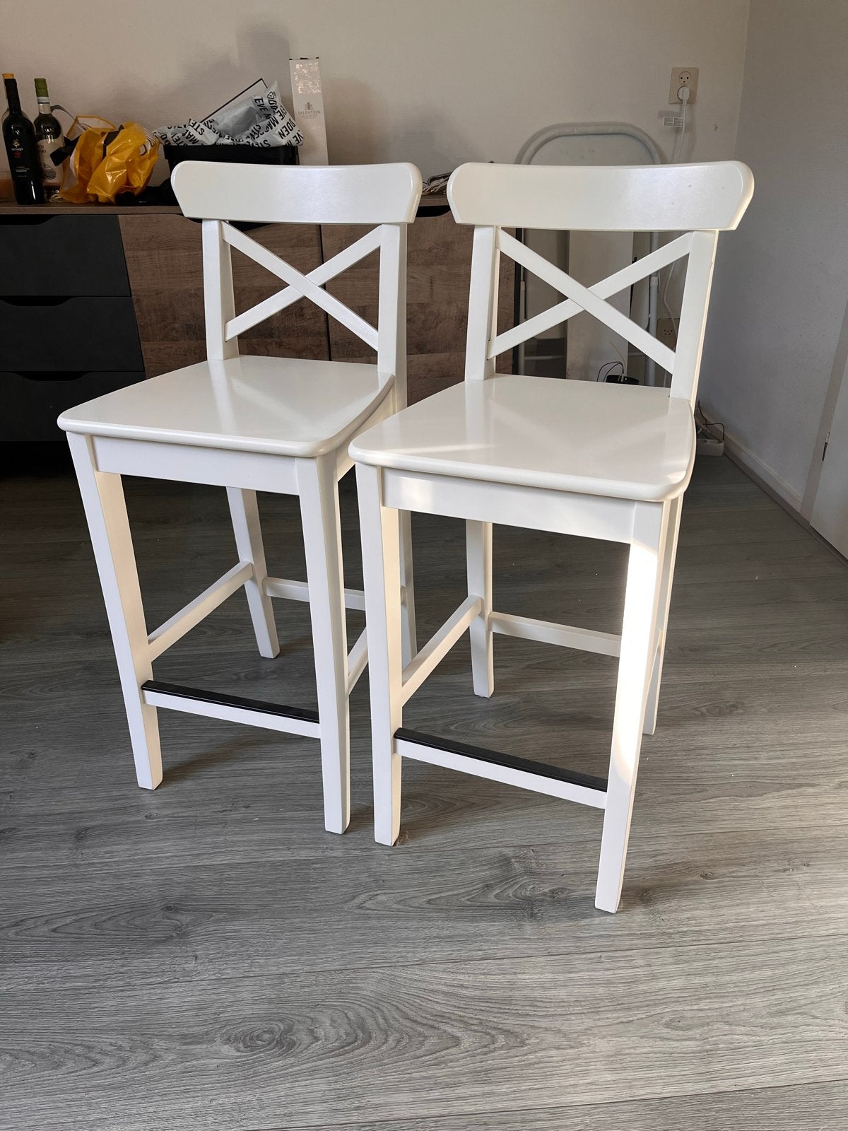 IKEA Rosentorp barkrukken - set van 2, Huis en Inrichting, Ophalen, Gebruikt, Met voetsteun, 60 tot 90 cm