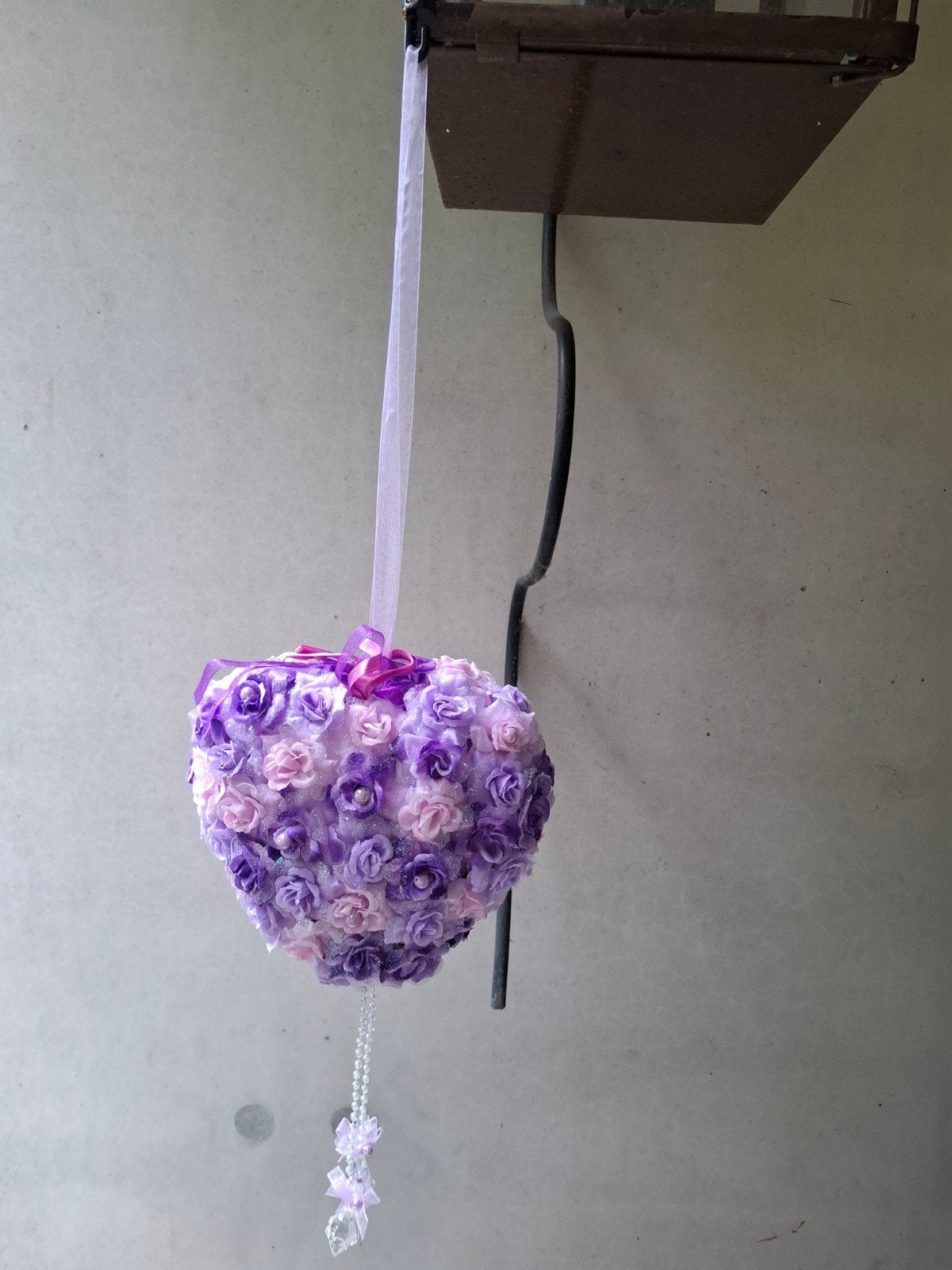 Decoratief hart met paarse rozen en glitter, Ophalen of Verzenden, Nieuw