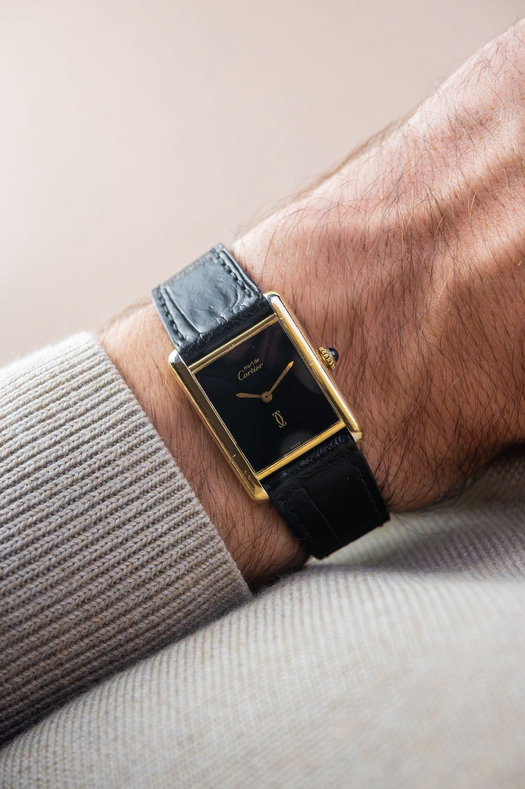 Cartier Tank Must ‘Large’ | Onyx Dial, Overige merken, Leer, Polshorloge, Ophalen of Verzenden