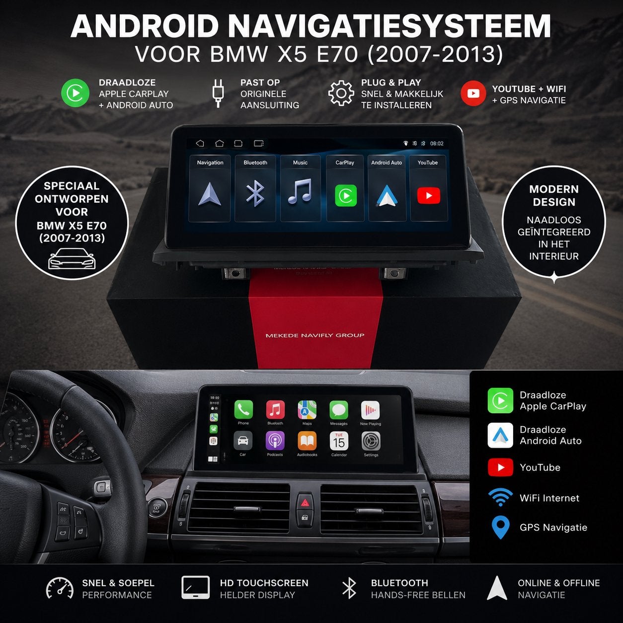 BMW X5 E70 Android Navigatie | CarPlay & Android Auto, Ophalen of Verzenden, Nieuw