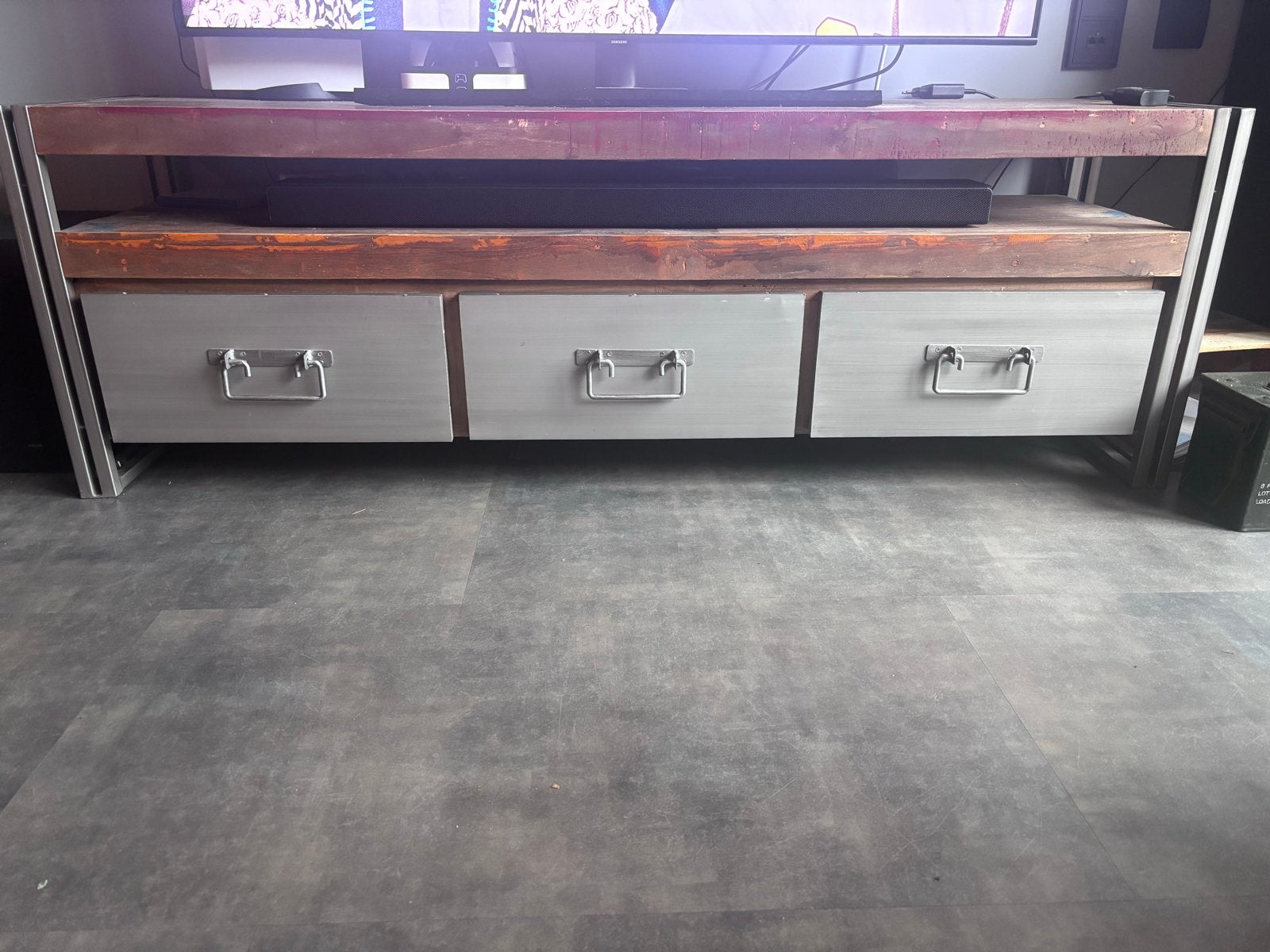 Industriële TV-meubel met lades - 160x40x54 cm, Ophalen, Gebruikt, 150 tot 200 cm, 25 tot 50 cm