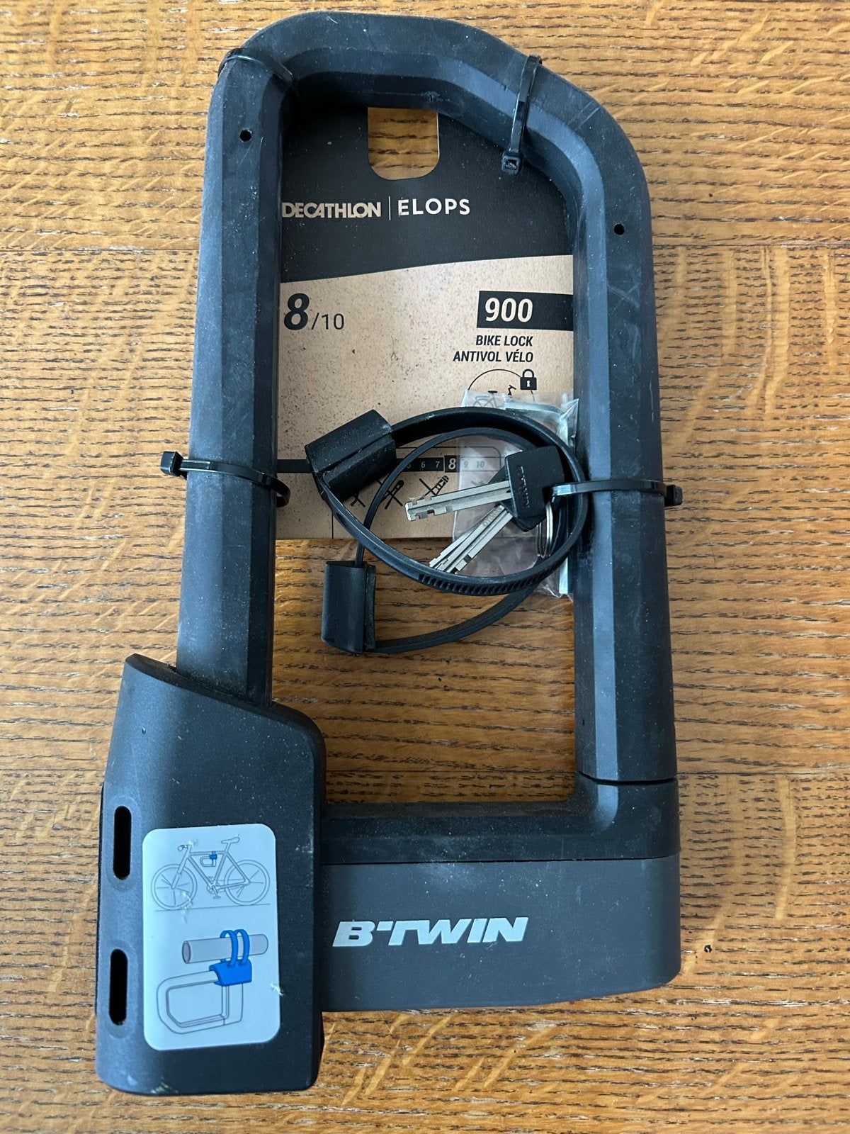Decathlon Elops 900 Beugelslot B'Twin met 3 sleutels, Ophalen, Nieuw, Beugelslot