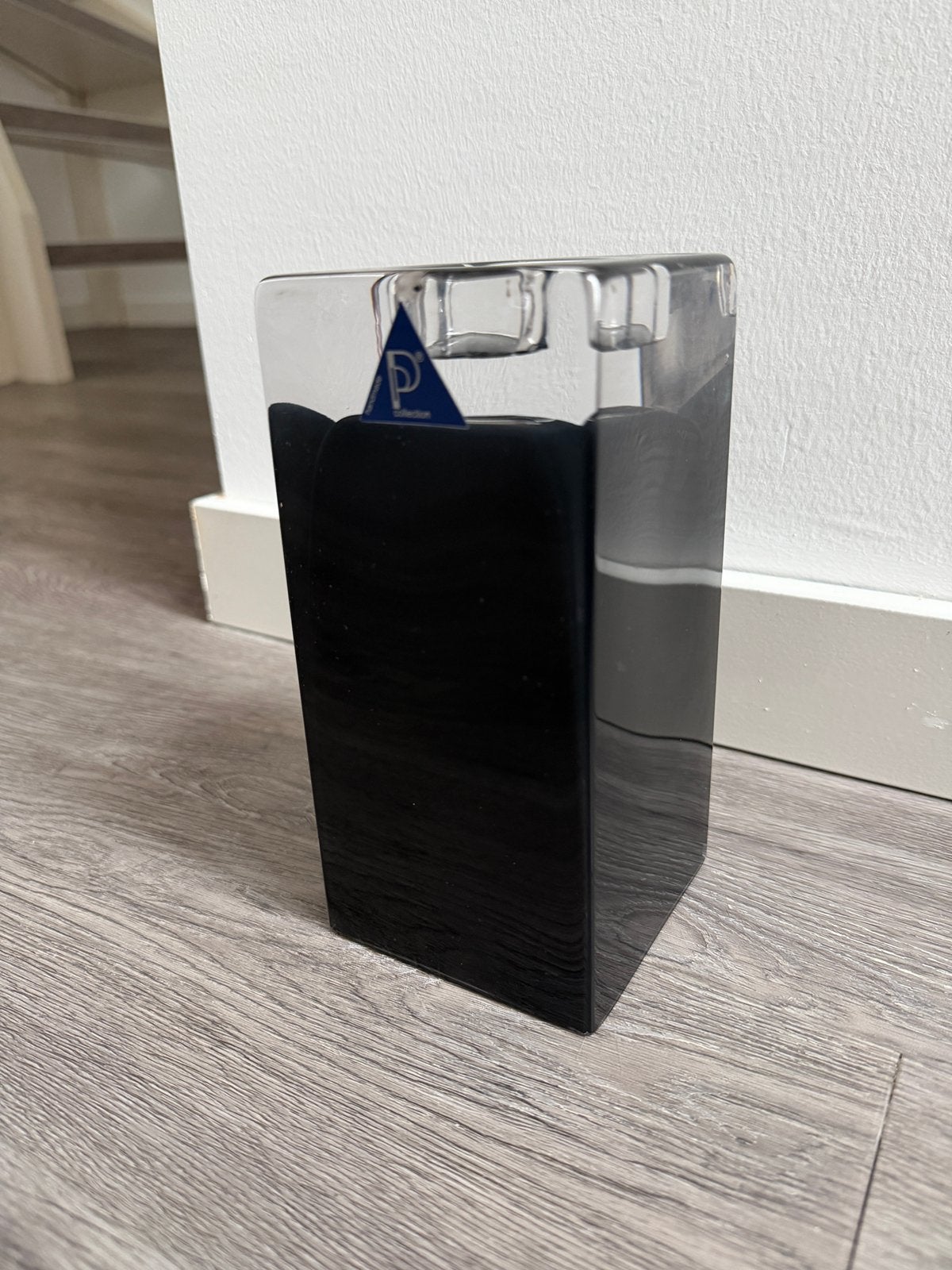 Zwarte glazen kaarsenhouder, Ophalen, Gebruikt, Glas, Kaars