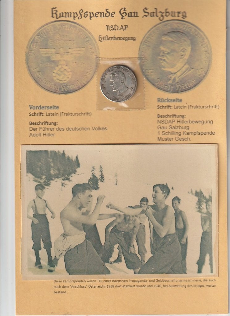 1936 Kampfspende munt Gau Salzburg + foto's, Verzamelen, Militaria | Tweede Wereldoorlog, Verzenden, Overige soorten, Duitsland