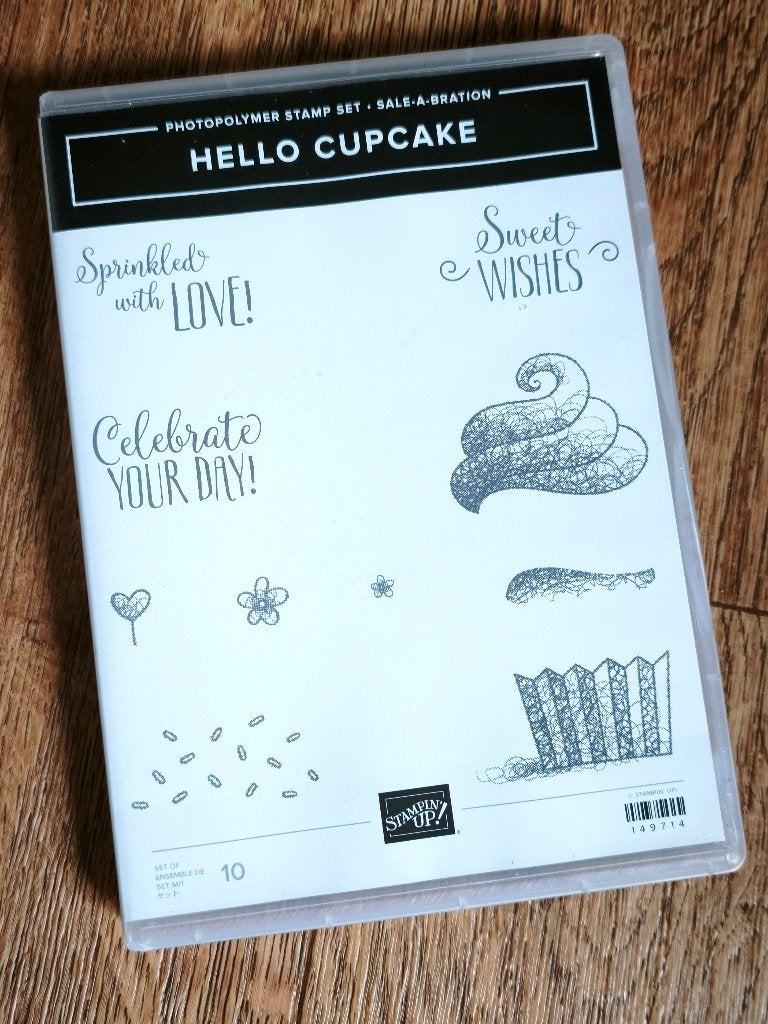 Stempels van Stampin'up Hello Cupcake, Hobby en Vrije tijd, Stempelen, Ophalen of Verzenden, Zo goed als nieuw