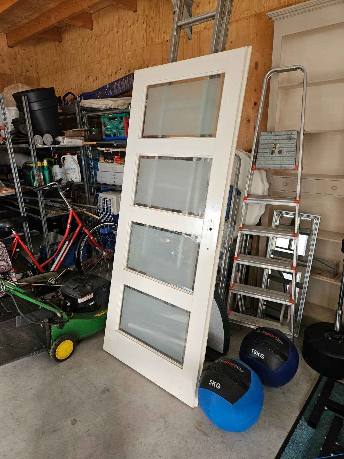 Hardhouten deur met glas, 82x200,5 cm - Gratis af te halen, Doe-het-zelf en Verbouw, Gebruikt, 80 tot 100 cm, Binnendeur, Ophalen of Verzenden