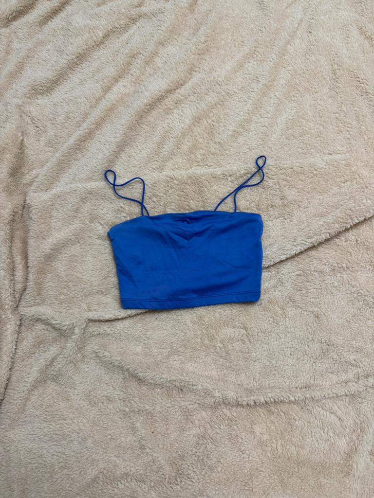 Donkerblauwe top, Ophalen, Blauw, Zo goed als nieuw, Zonder mouw
