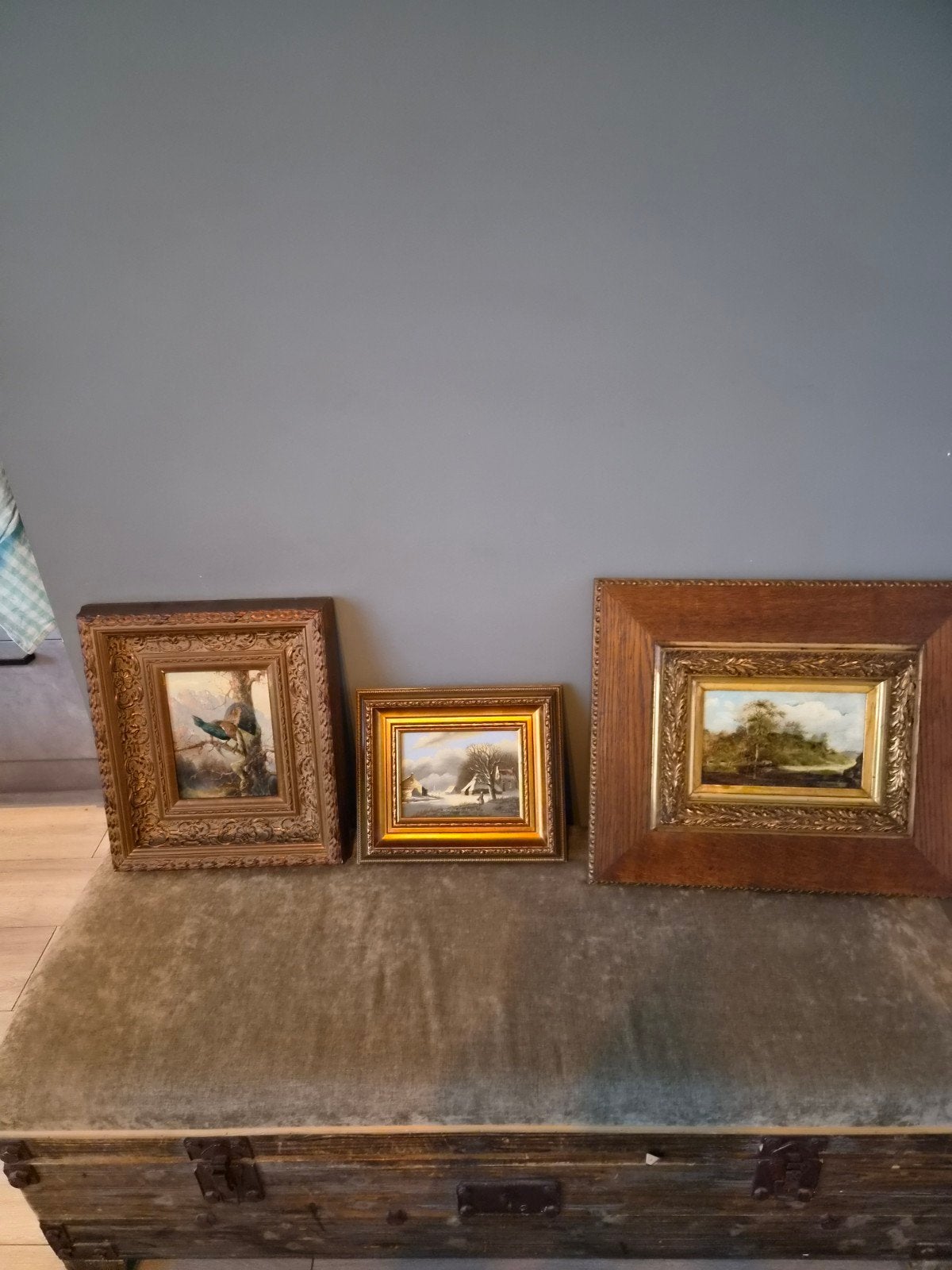 3 Schilderijen in één koop: Landschap, Winter en Vogel, Ophalen