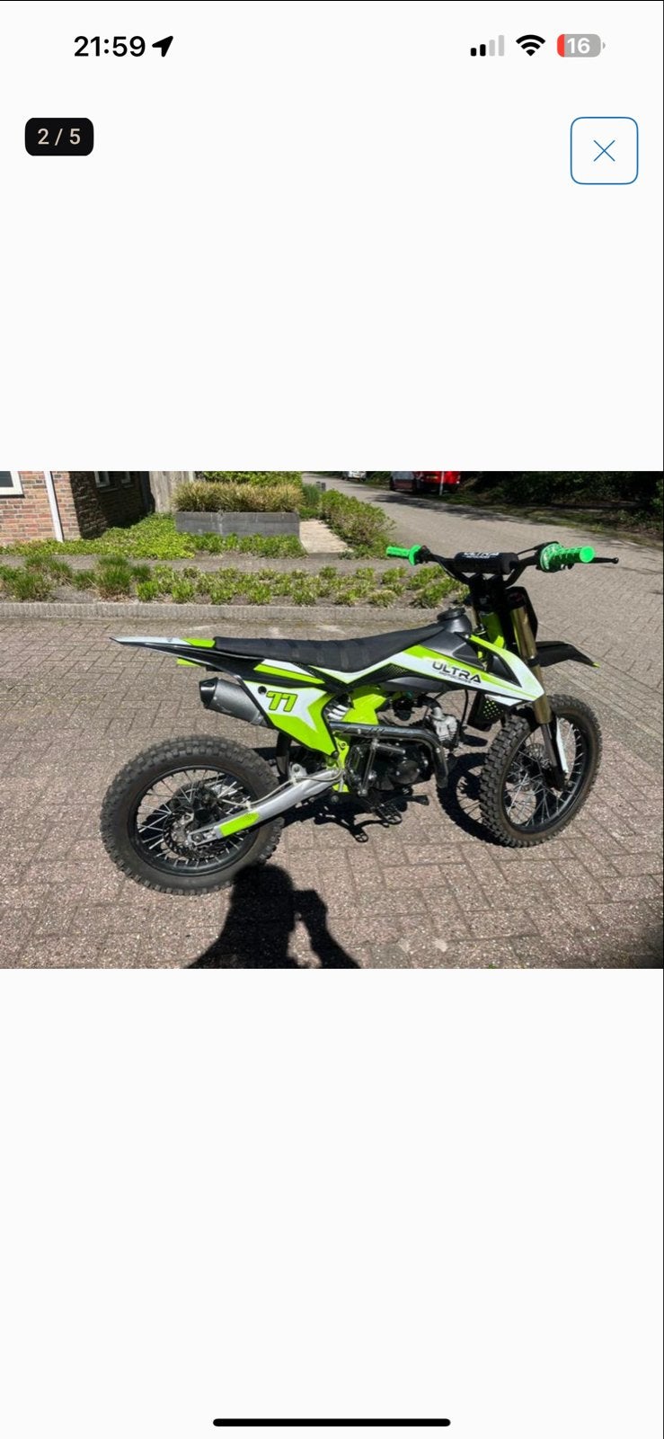 Ultra T1 Pitbike 125cc, Fietsen en Brommers, Ophalen, Zo goed als nieuw, Schijfrem, Pitbike