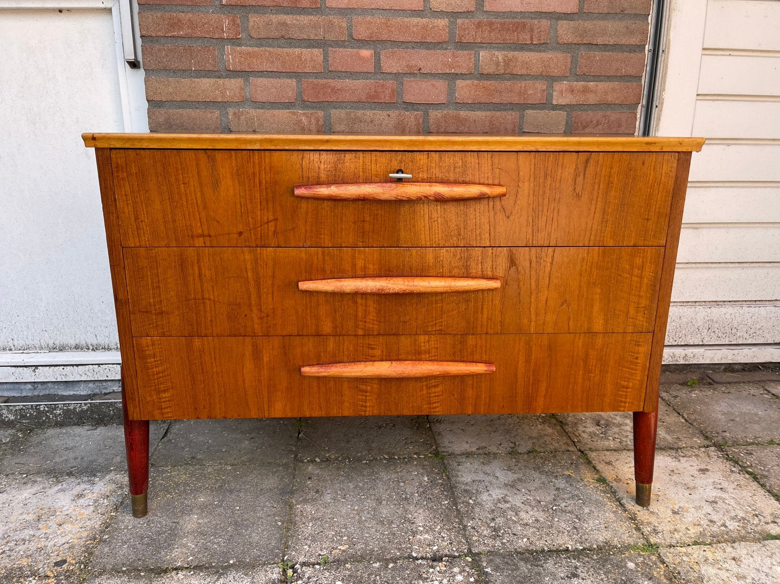Vintage 3-ladenkast afkomstig uit Zweden, Ophalen, O, O, 50 tot 100 cm