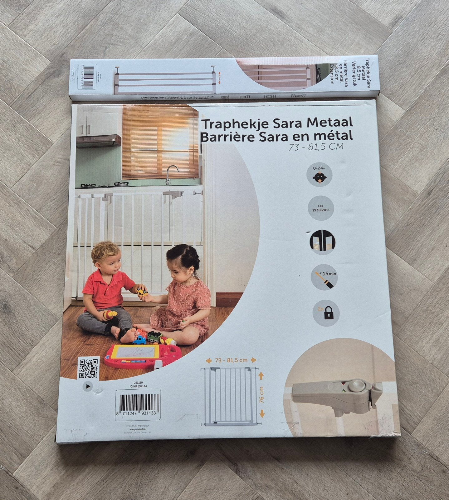 Nieuw traphekje Sara met verlengstuk, Kinderen en Baby's, Traphekjes, Ophalen, Nieuw, Metaal of IJzer, Minder dan 100 cm