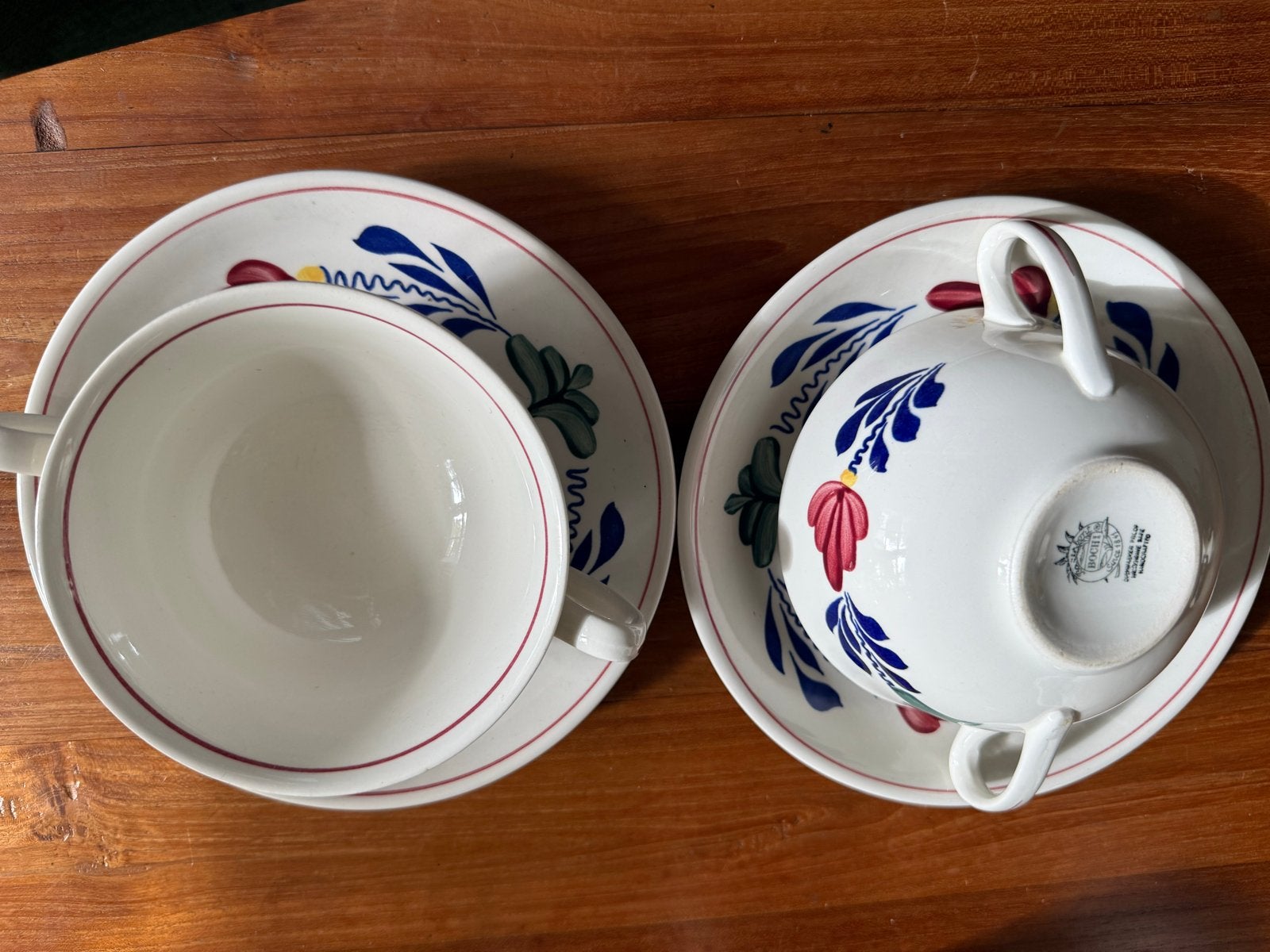 Twee boerenbont soepkommen met schotels Royal Boch, Antiek en Kunst, Ophalen of Verzenden