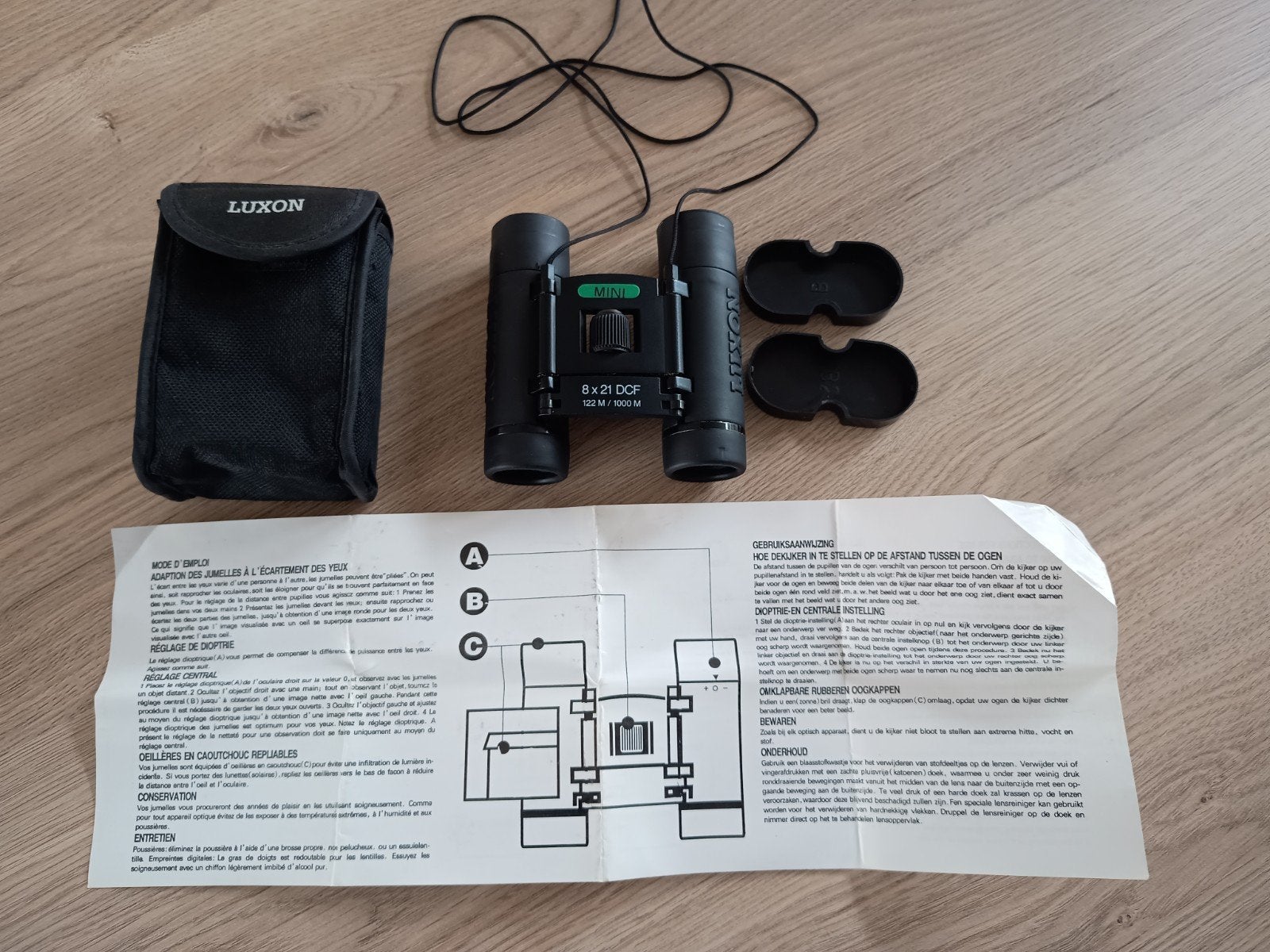 Luxon Mini Verrekijker 8x21 DCF met Tasje en Instructies, Dakkant (recht), Ophalen of Verzenden, Zo goed als nieuw, 8 tot 12x