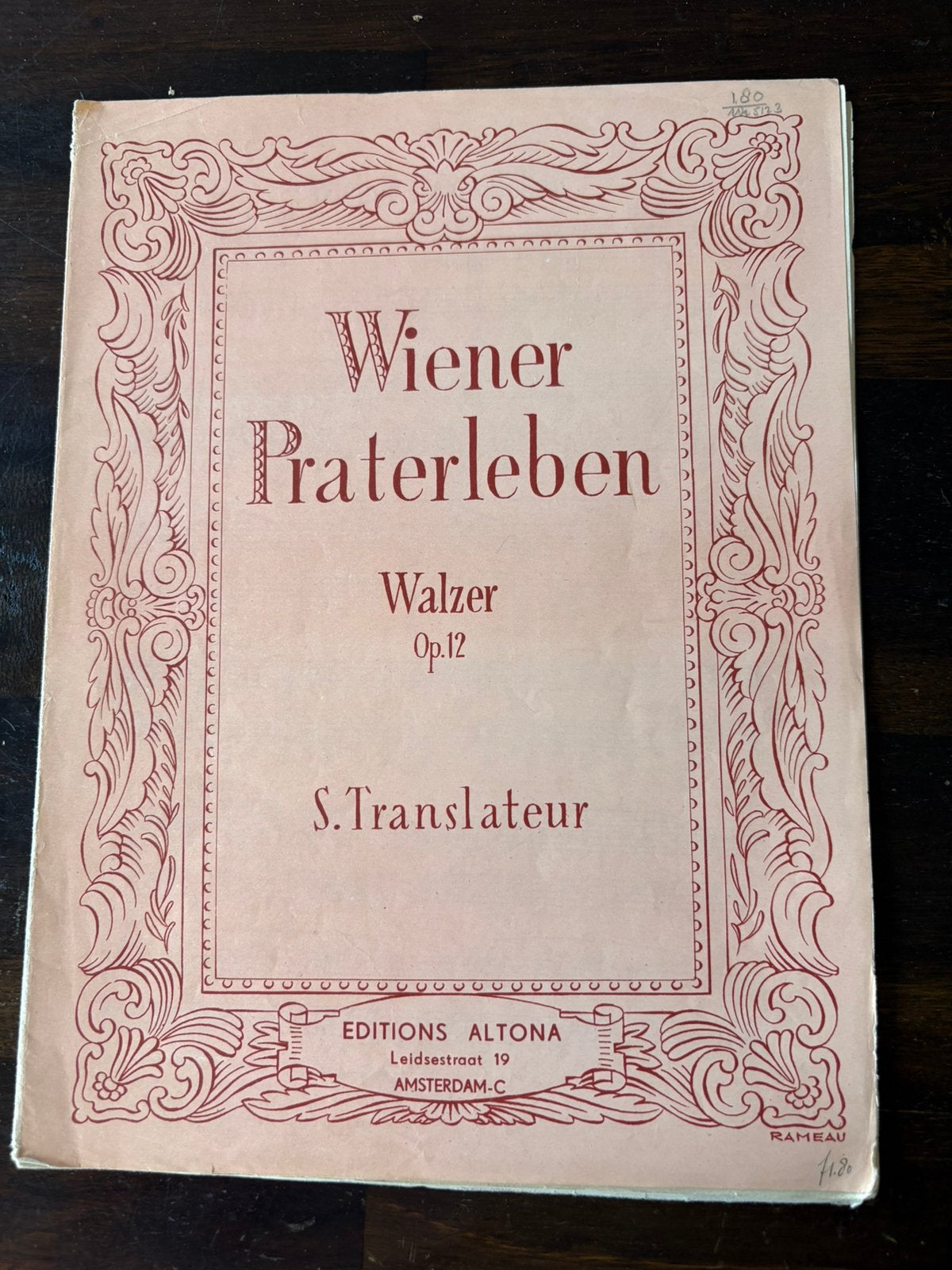 Bladmuziek Wiener Praterleben voor piano van S Translateur, Muziek en Instrumenten, Bladmuziek, Ophalen of Verzenden, Zo goed als nieuw