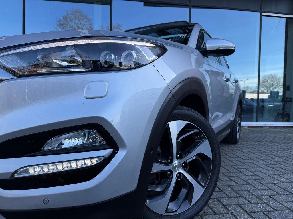Hyundai Tucson 1.6 T-GDi Premium 4WD - Automaat - Pano/schui, Auto's, Hyundai, Gebruikt, 4 cilinders, Leder, Vierwielaandrijving