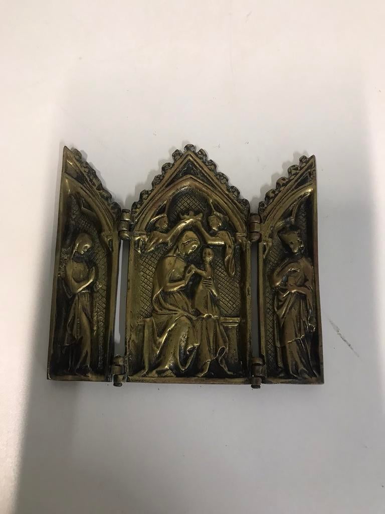 Kerk Christen koperen drieluik weet naam hiervan niet, Antiek en Kunst, Ophalen