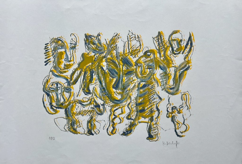 Zeefdruk K. Bachofer, Gesigneerd, Verzenden, Zeefdruk