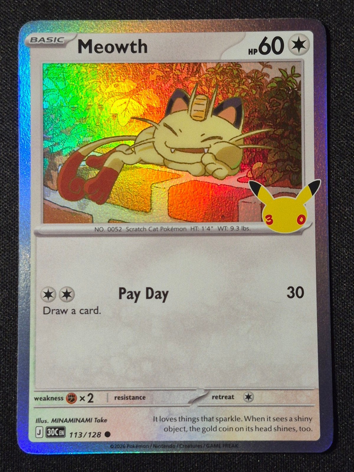 Meowth 113/128 – 30th Celebration (2026), Verzenden, Nieuw, Losse kaart