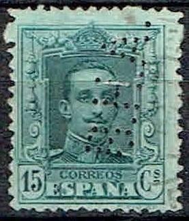 Spanje 1920 Koning Alfonso XIII Perfins, geen kras voorhoofd, Verzenden, Gestempeld, Koningshuis
