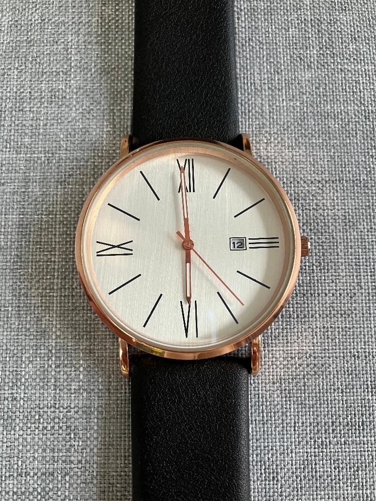 Nieuw heren horloge met zwart bandje, Overige merken, Staal, Polshorloge, Nieuw