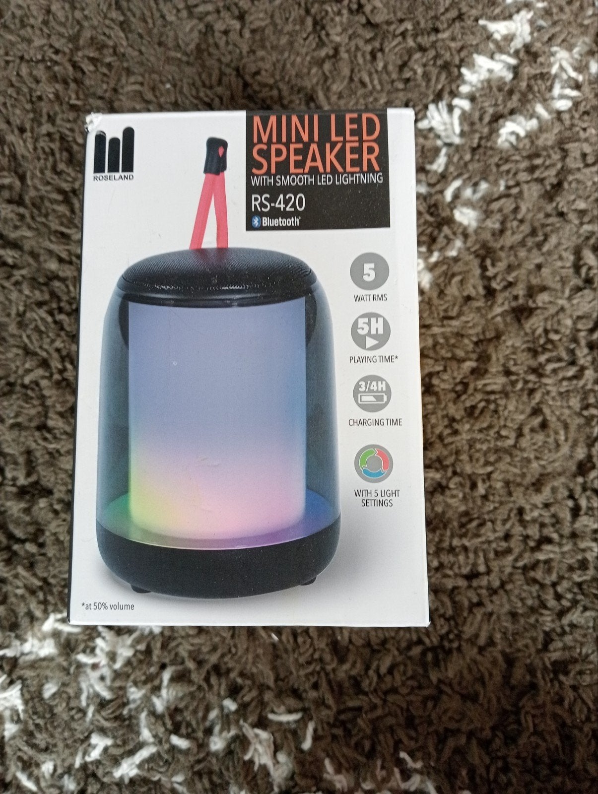 Roseland Mini LED Speaker RS-420 met lichteffecten, Nieuw, Draagbare speaker, AUX-ingang, Minder dan 60 watt