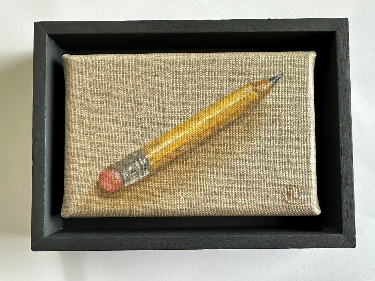 Potlood stilleven op naturel doek, Antiek en Kunst, Stilleven, Ophalen of Verzenden, Olieverf, Ophangklaar