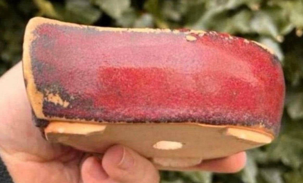 Bonsai schaal Ossenbloed rood geglazuurd 14,4x10,1x4,9, Tuin en Terras, Ophalen of Verzenden, Zo goed als nieuw, Overige vormen